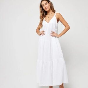 L Space White Cotton Cover Up with Tie Straps